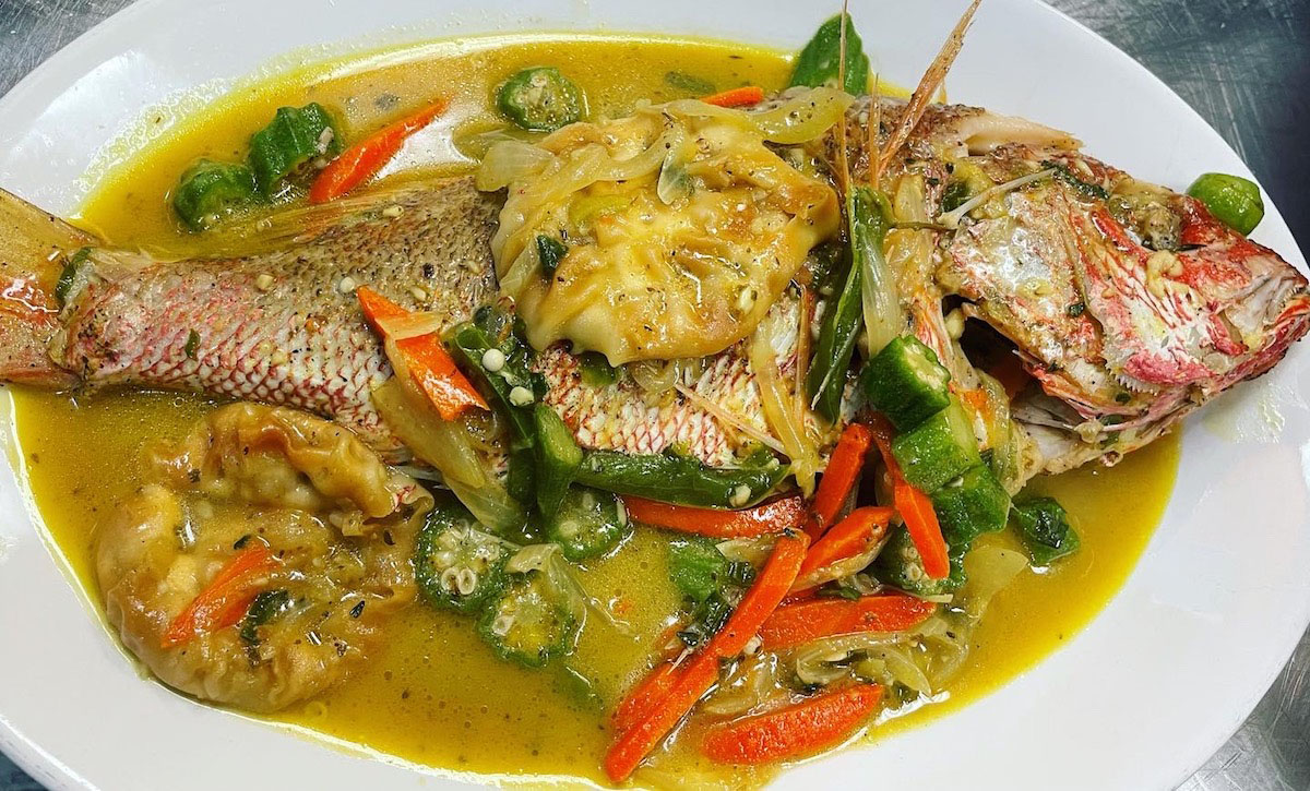 Whole red snapper escovitch