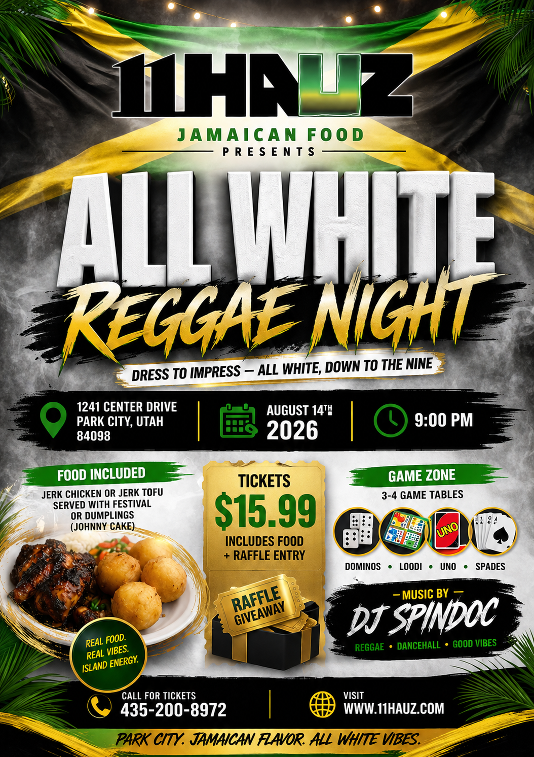 11Hauz All White Reggae Night flyer, August 14, 2026