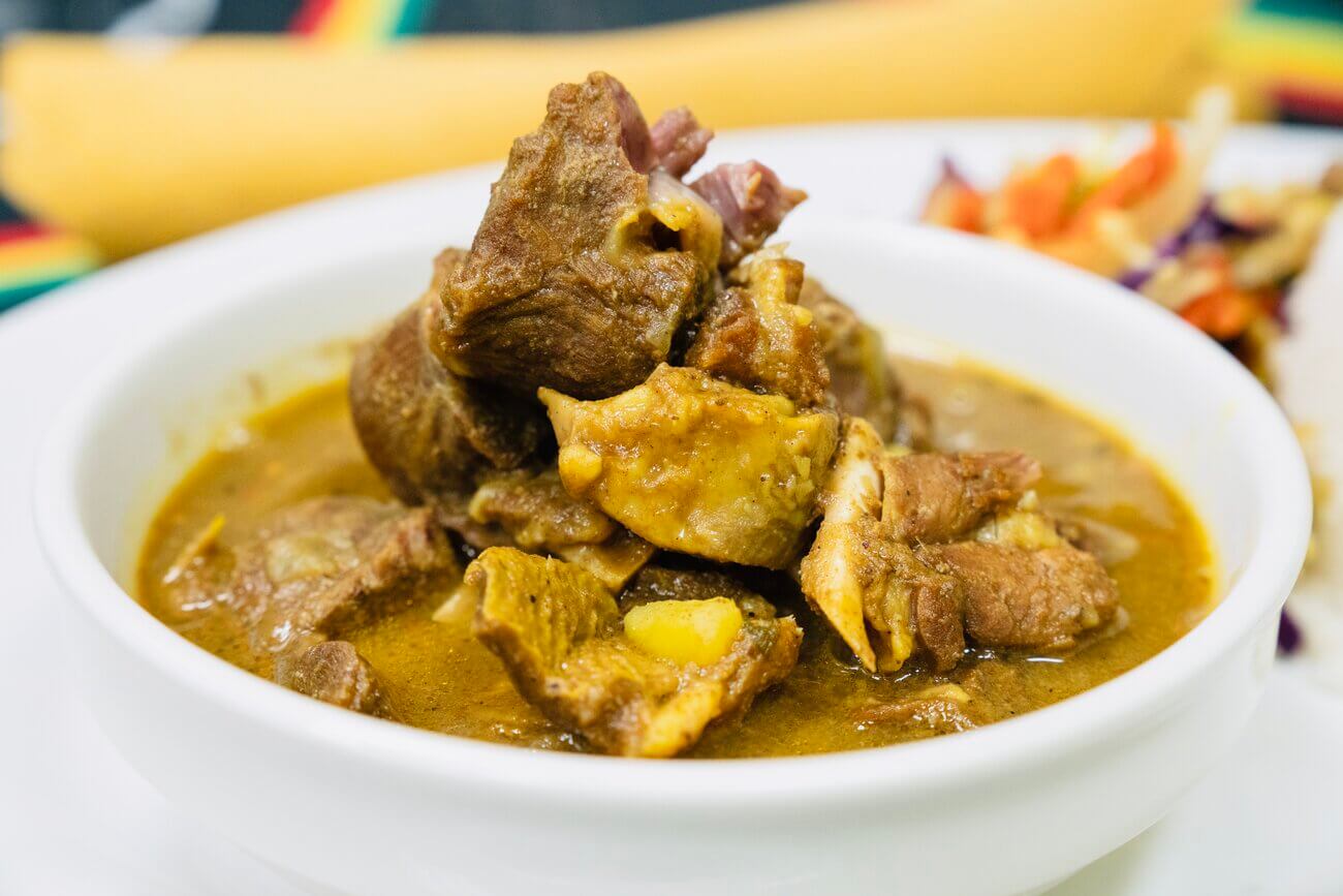 Curry goat with rice